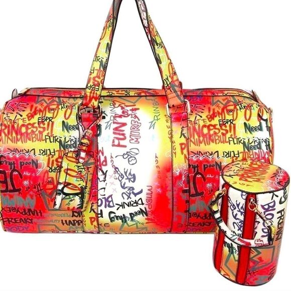 Graffiti Print 2N1 Duffle Overnight Bag - Picture 2 of 4